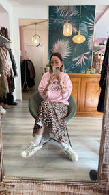 Gonna satin leopardata