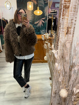 Pelliccia fluffy marrone da donna 