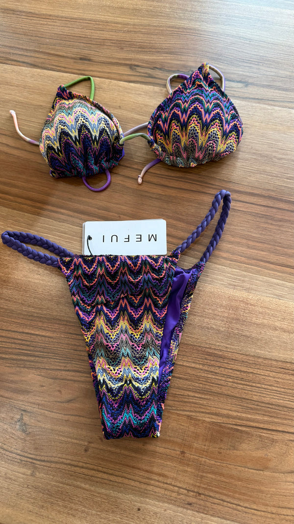 Bikini donna MEFUI triangolo con slip fisso fantasia