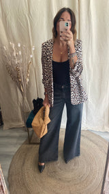 Blazer manica arricciate leopardato