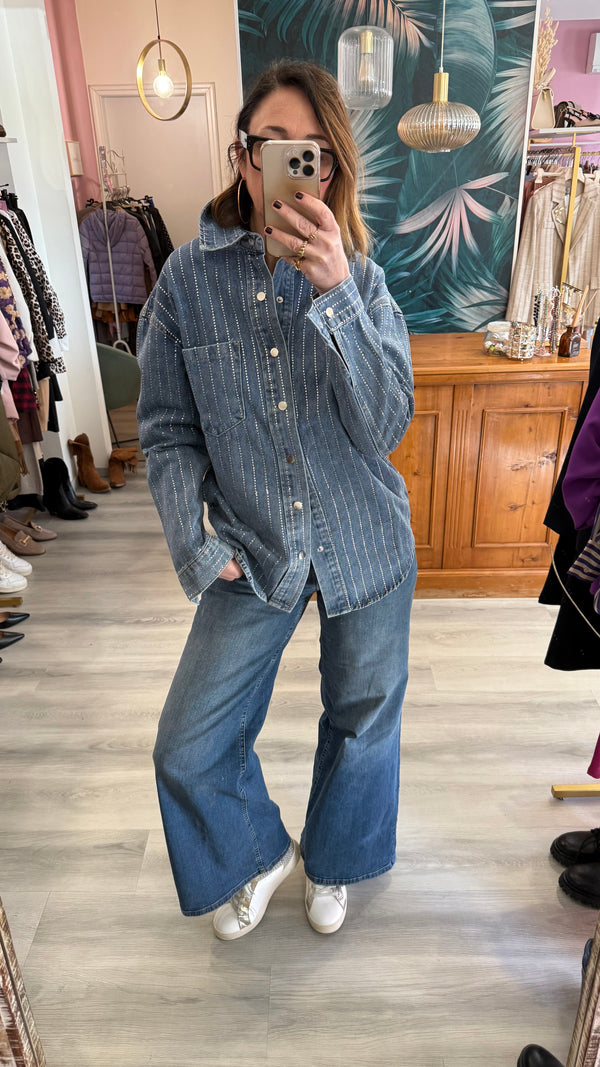 Giubbotto camicia jeans brillantini