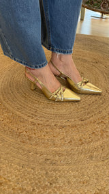 Slingback pelle dorata Ovye