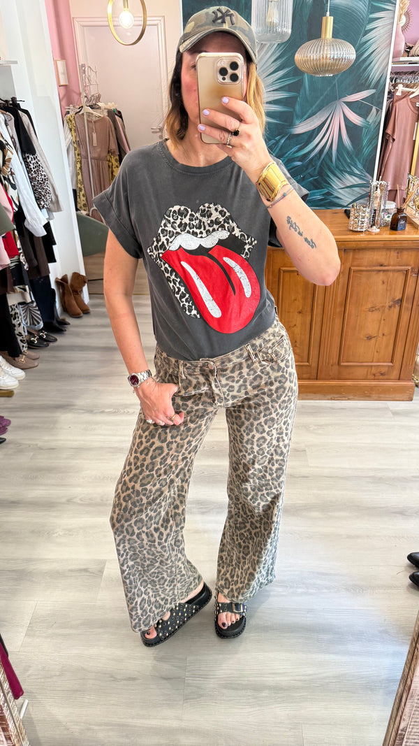 Jeans morbido leopardato