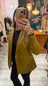 Haveone - Giacca doppiopetto ecopelle donna