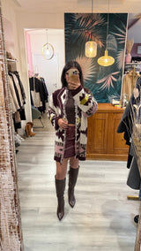 Cardigan Haveone con frange e gonna corta Haveone pelle lucida 
