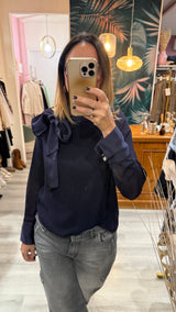 Camicia con fiocco Haveone color blu 