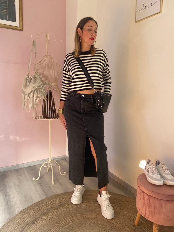 Maglia crop riga
