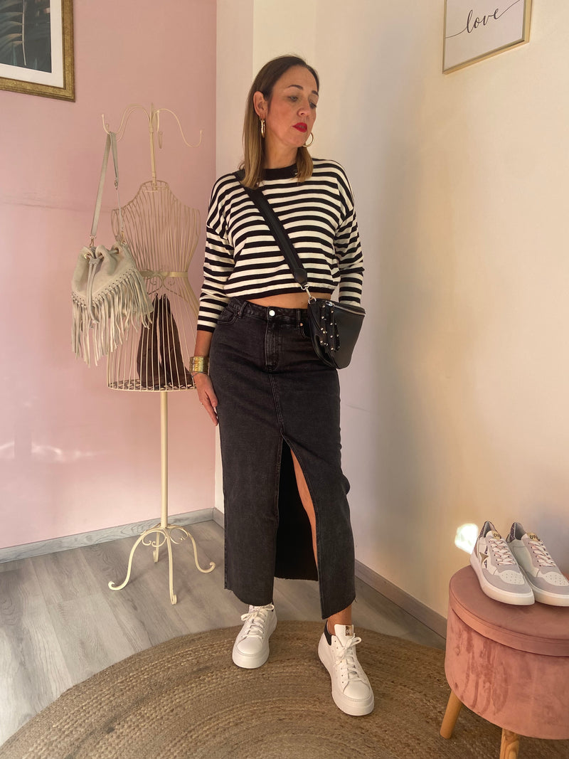 Maglia crop riga
