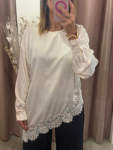 You Decide - camicia blusa raso stropicciato con pizzo