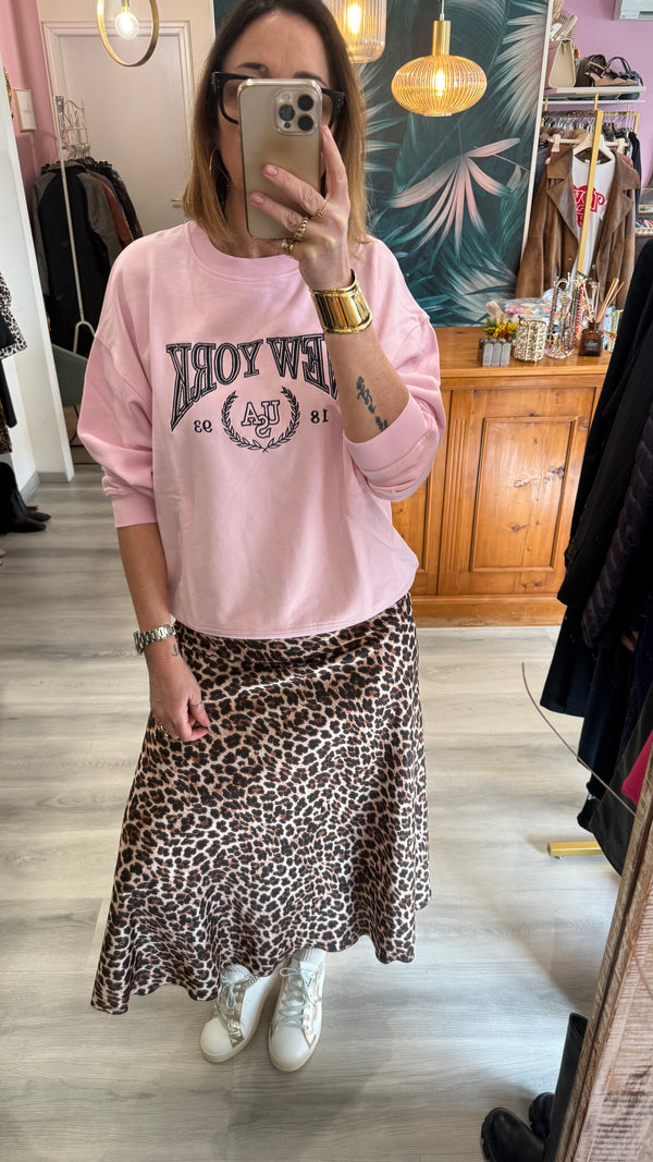 Gonna satin leopardata