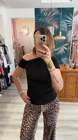 Pantalone leopardato elasticizzato