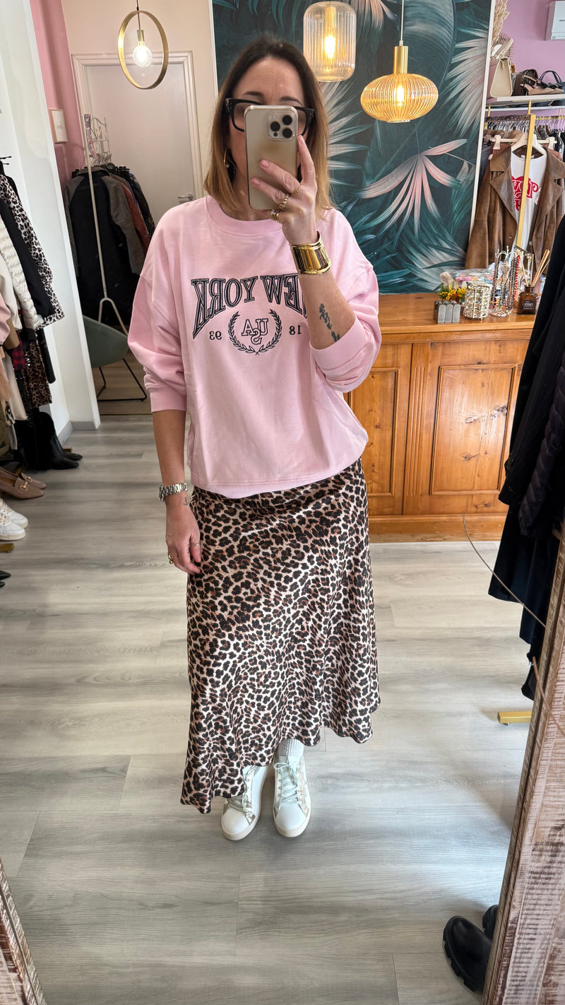Gonna satin leopardata