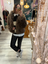Pelliccia fluffy marrone da donna