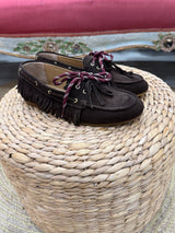 Ovye - scarpa barca con frange in camoscio