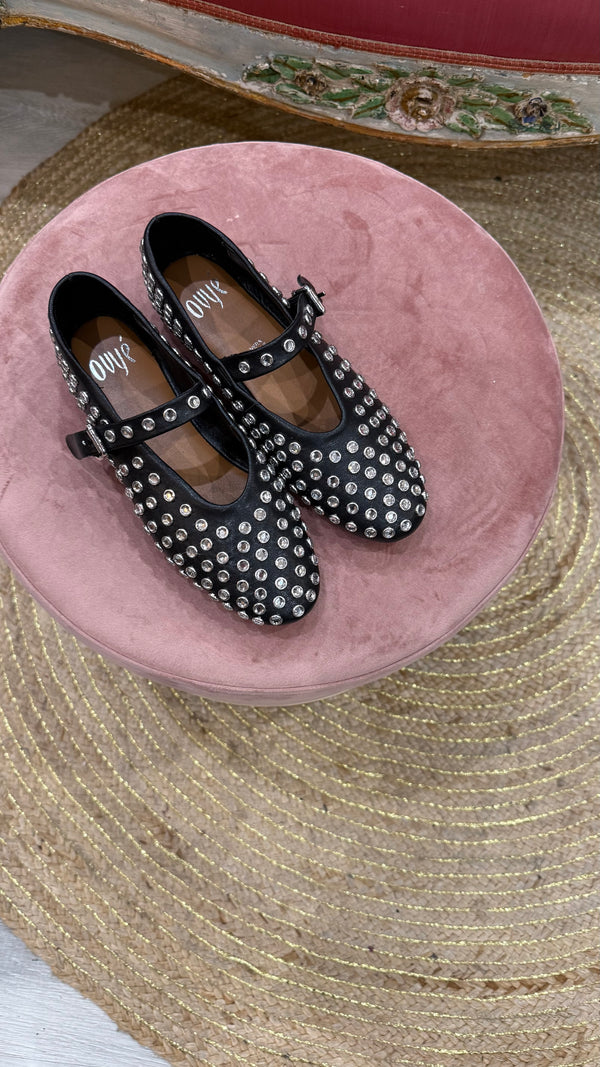 Vista dall’alto ballerina Ovye borchie e strass con soletta in pelle 