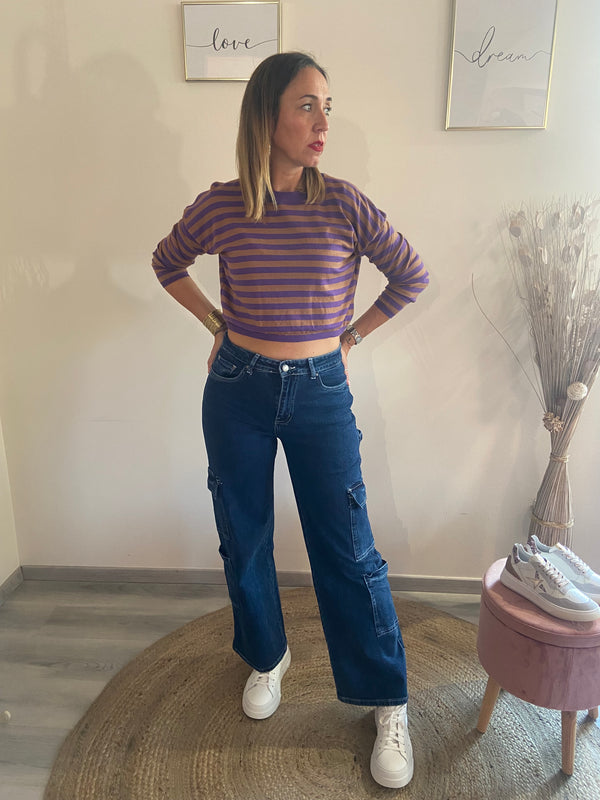 Maglia crop riga