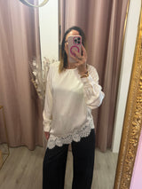 You Decide - camicia blusa raso stropicciato con pizzo