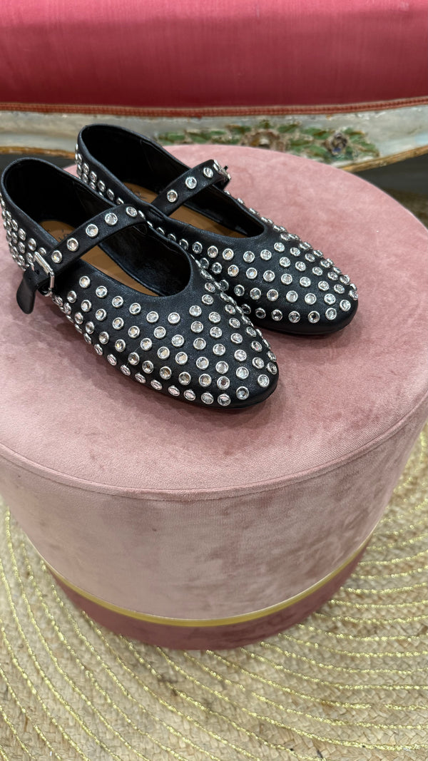 Ballerina Ovye borchie e strass con laccetto 