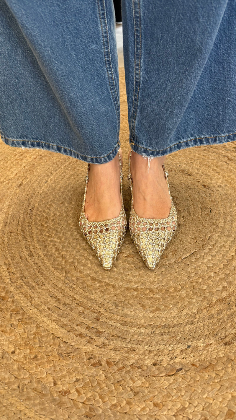 Slingback intreccio dorata Ovye