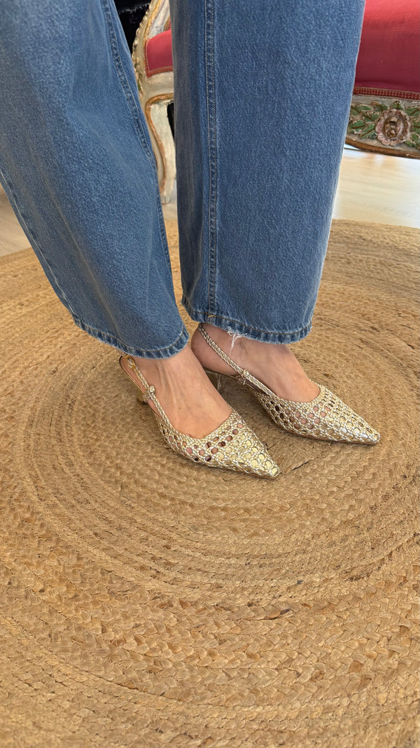 Slingback intreccio dorata Ovye