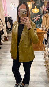Haveone - Giacca doppiopetto ecopelle donna