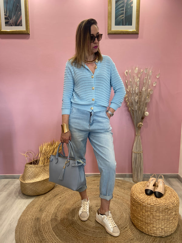 Cardigan traforato bottoni