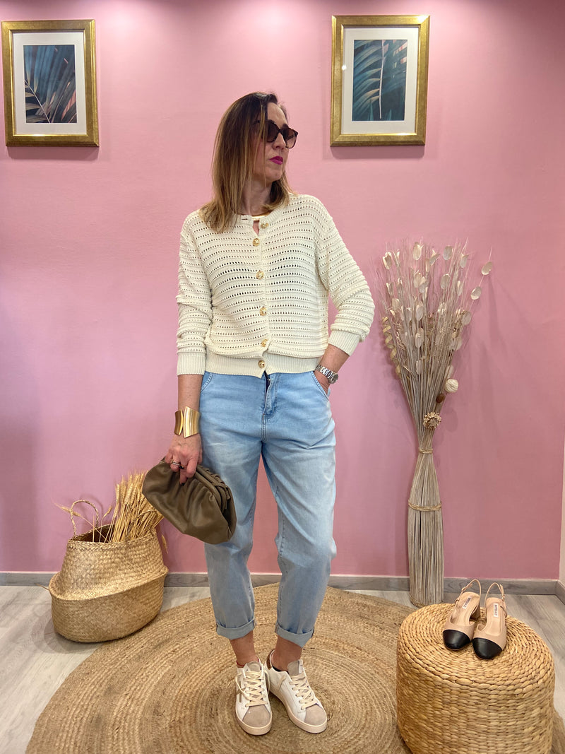 Cardigan traforato bottoni
