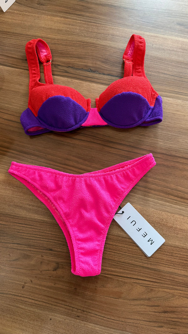 Bikini donna MEFUI reggiseno con ferretto e slip americano fisso