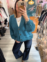 Cardigan haveone taschine e bottoni color Ottanio
