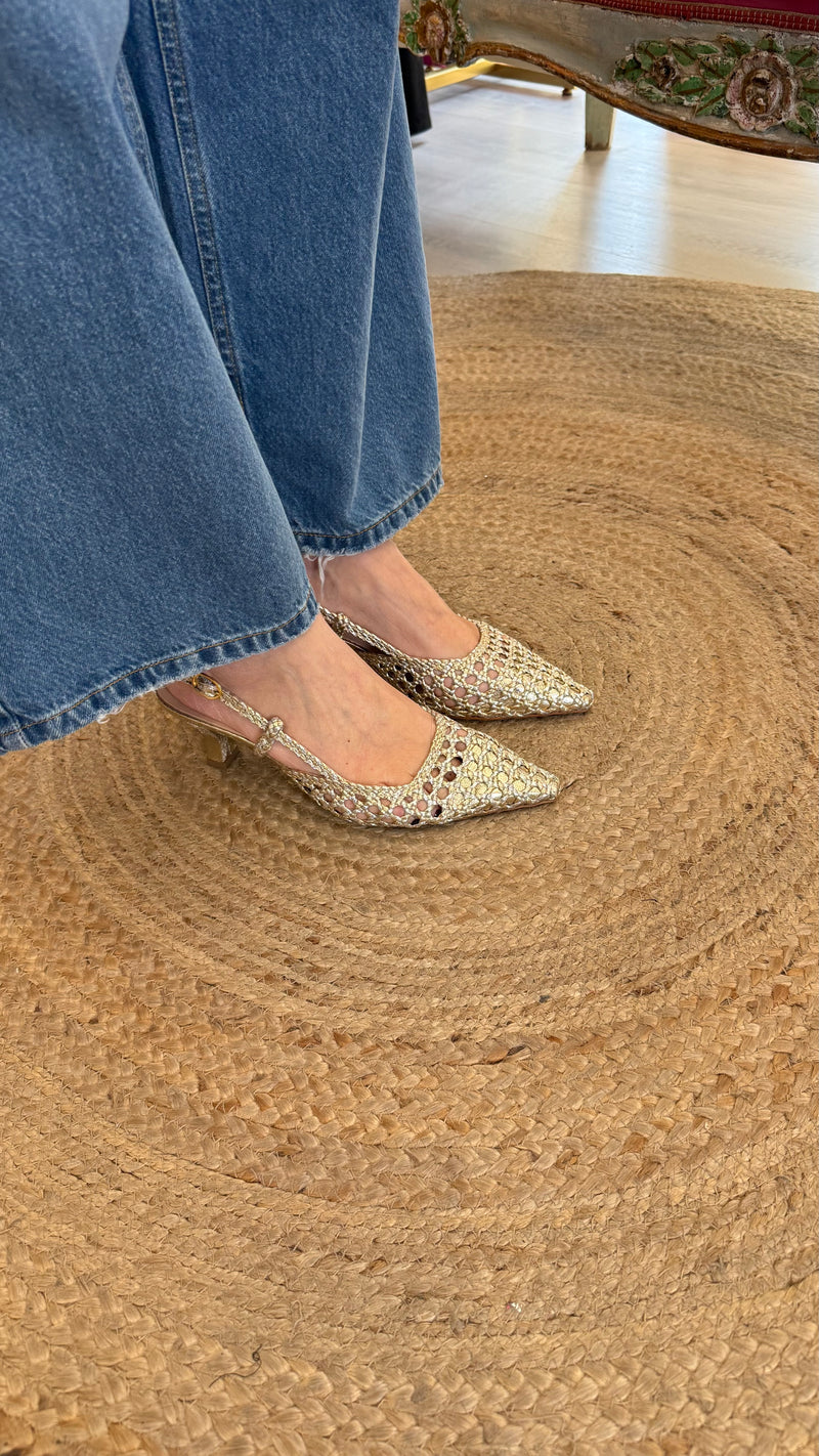 Slingback intreccio dorata Ovye