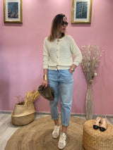Cardigan traforato bottoni