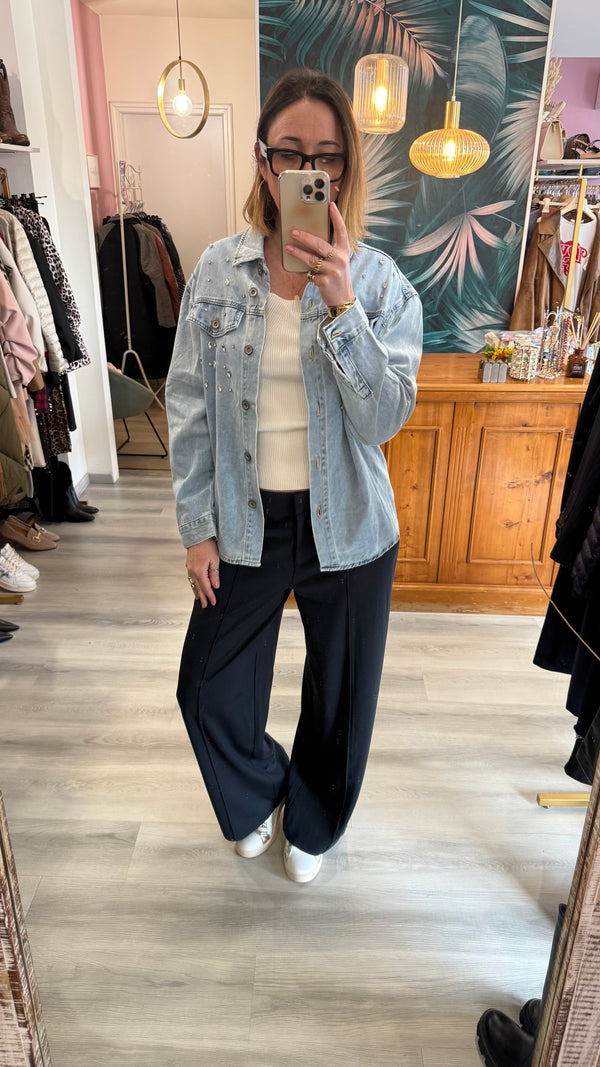 Camicia giubbotto jeans  strass