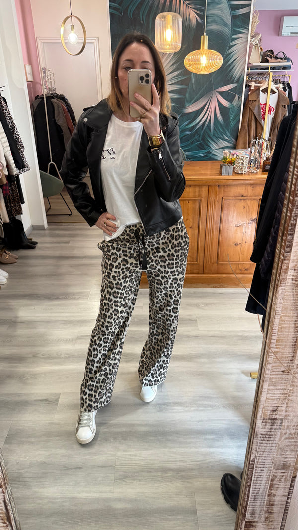 Pantalone in felpa leopardato