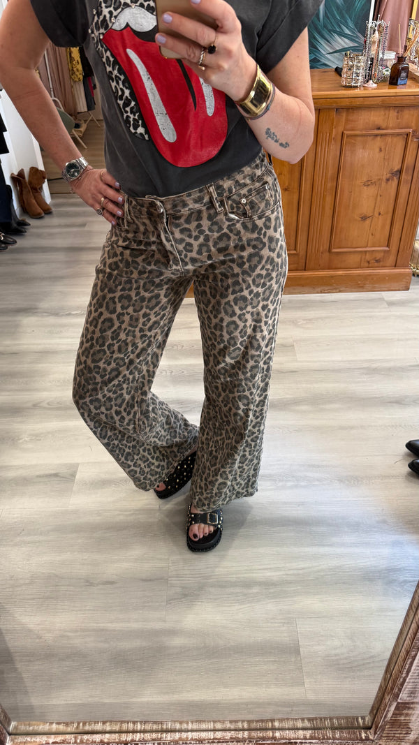Jeans morbido leopardato