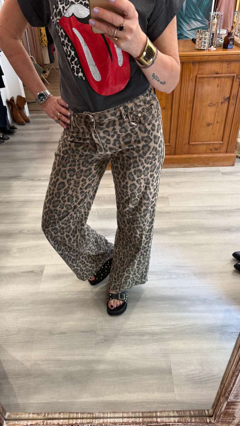 Jeans morbido leopardato