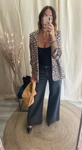 Blazer manica arricciate leopardato