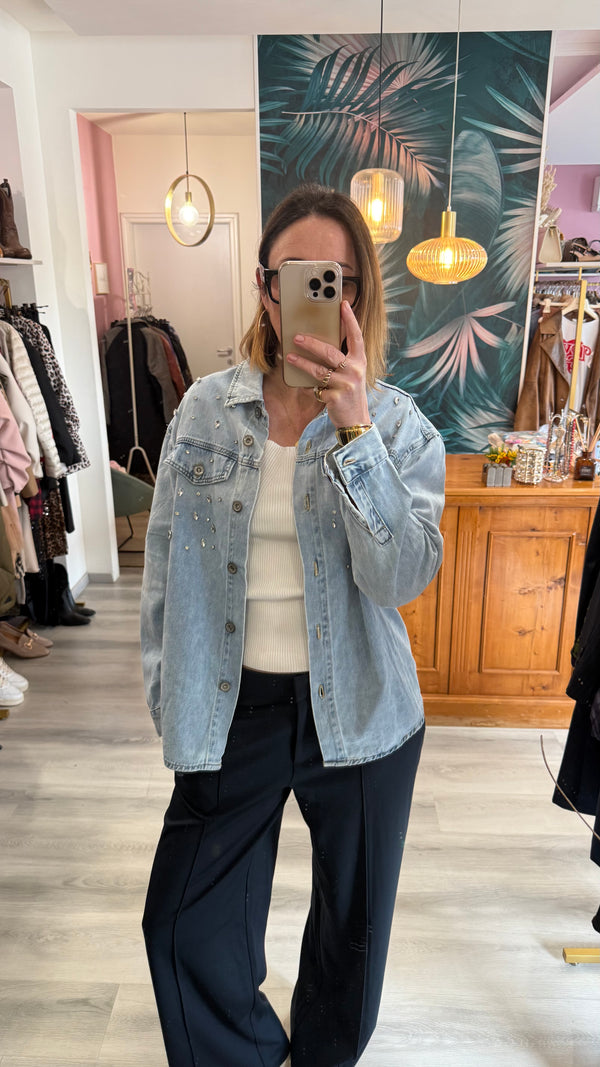 Camicia giubbotto jeans  strass