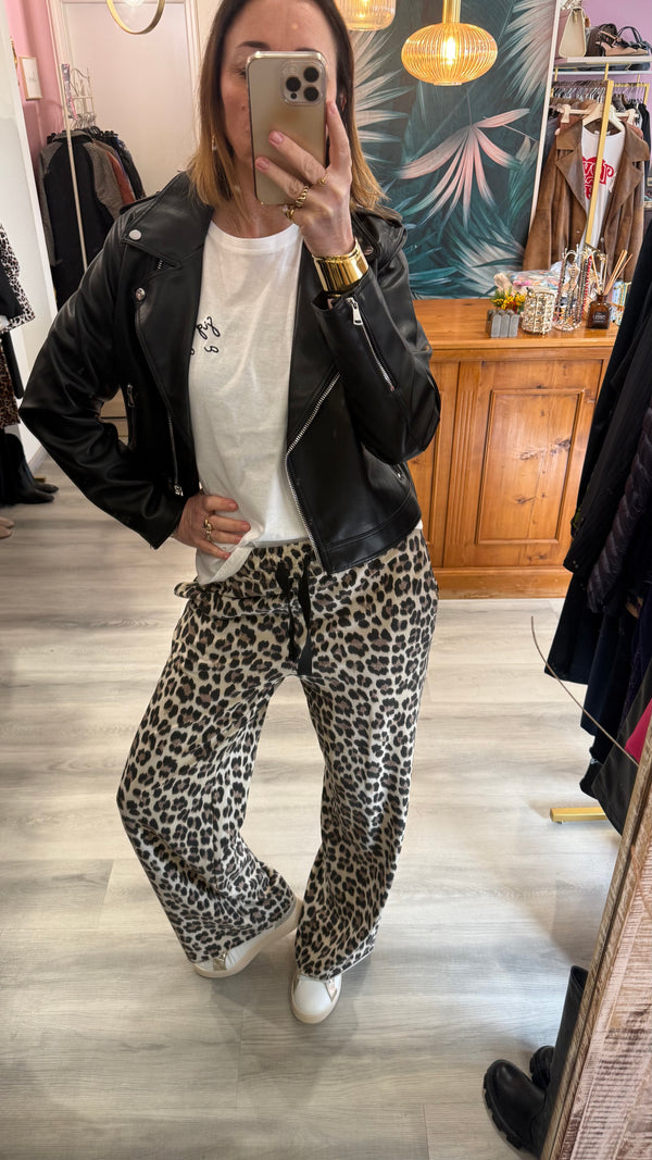 Pantalone in felpa leopardato