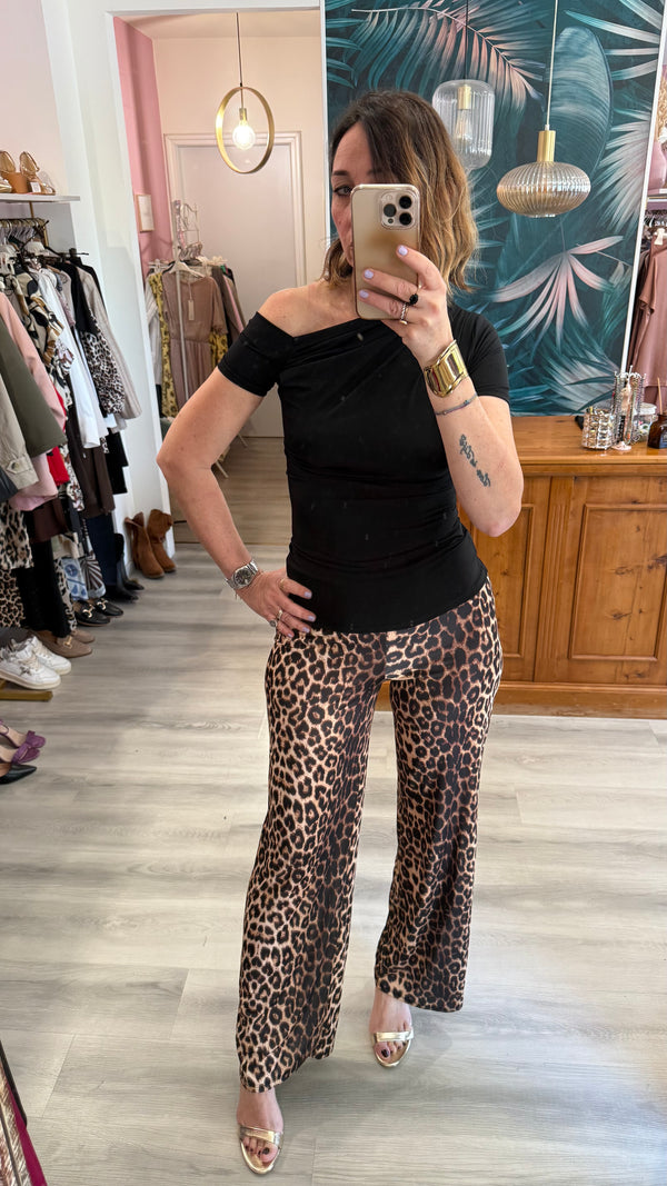 Pantalone leopardato elasticizzato