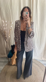Blazer manica arricciate leopardato