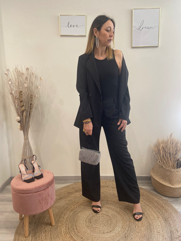 Pantalone gessato con pence Poisette