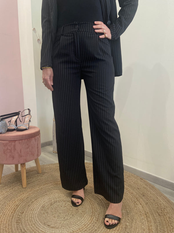 Pantalone gessato con pence Poisette