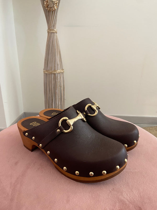 Zoccolo legno pelle Ovye