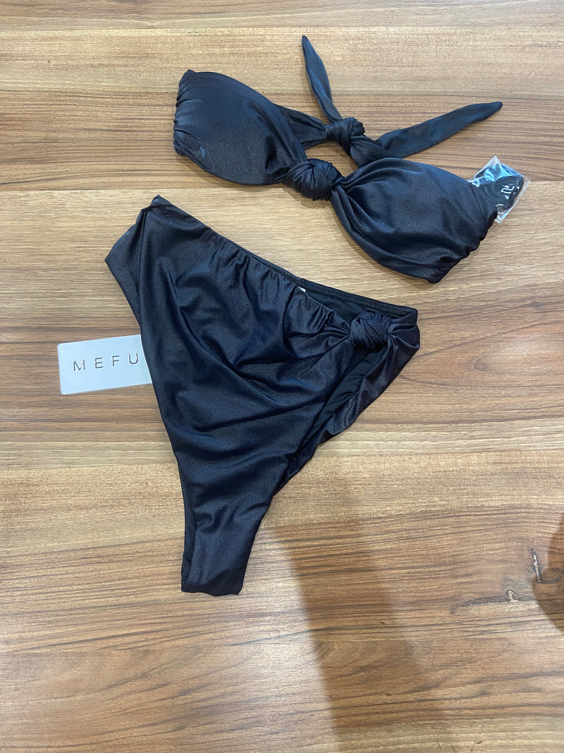 Bikini fascia e nodo a vita alta