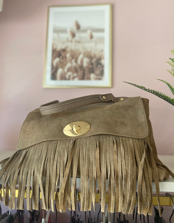 Borsa pelle frange