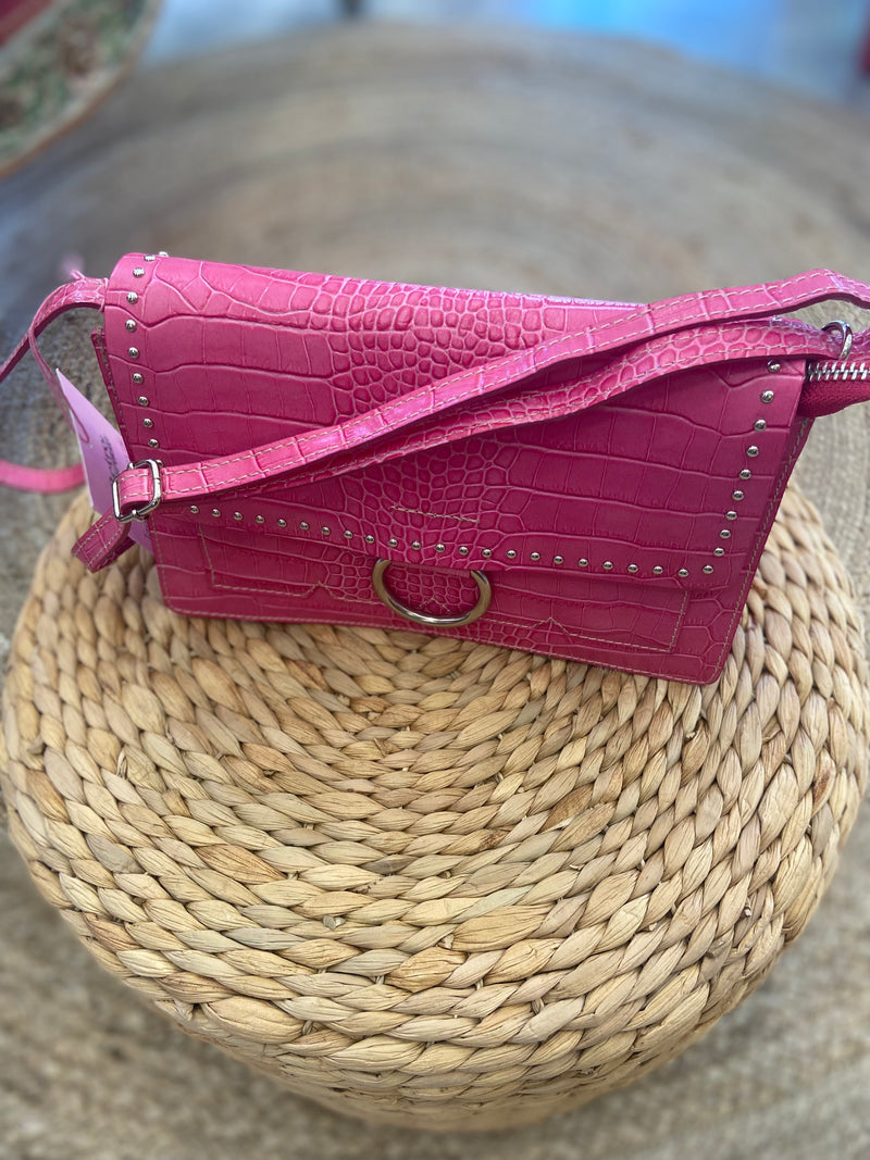 Borsa pelle stampata tracolla