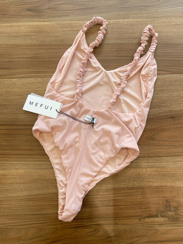 Costume intero spalline arricciate rosa chiaro MEFUI