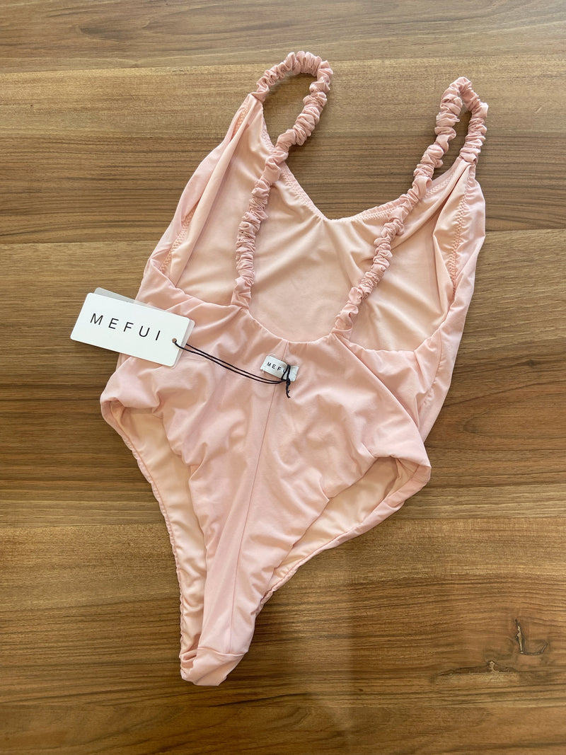 Costume intero spalline arricciate rosa chiaro MEFUI