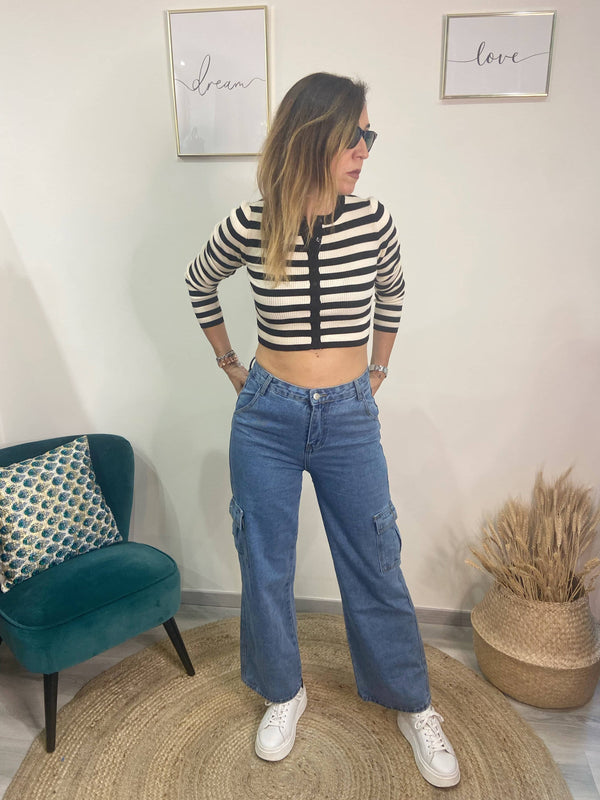 Pantaloni cargo jeans Poisette