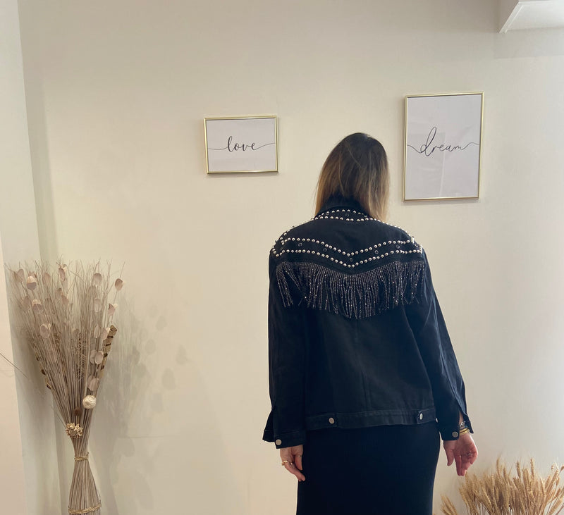 Giacca jeans frange